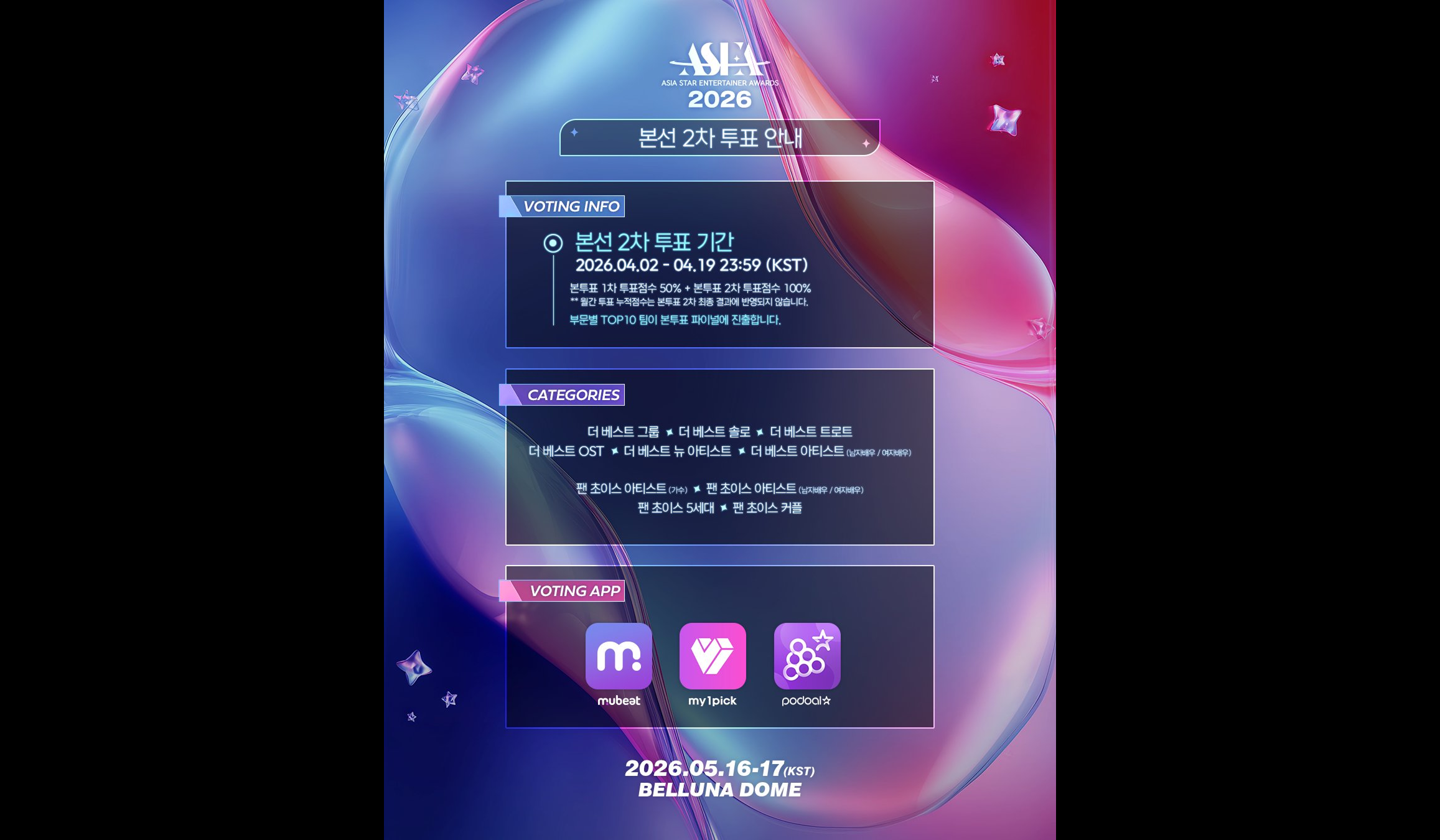 The 3rd ‘ASEA 2026’ Launches Round 2 of Main Voting Today (April 2nd)… Intense Competition Begins for Top 20 Nominees